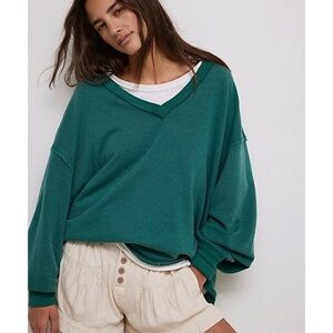 We The Free Teal V-Neck Sweatshirt